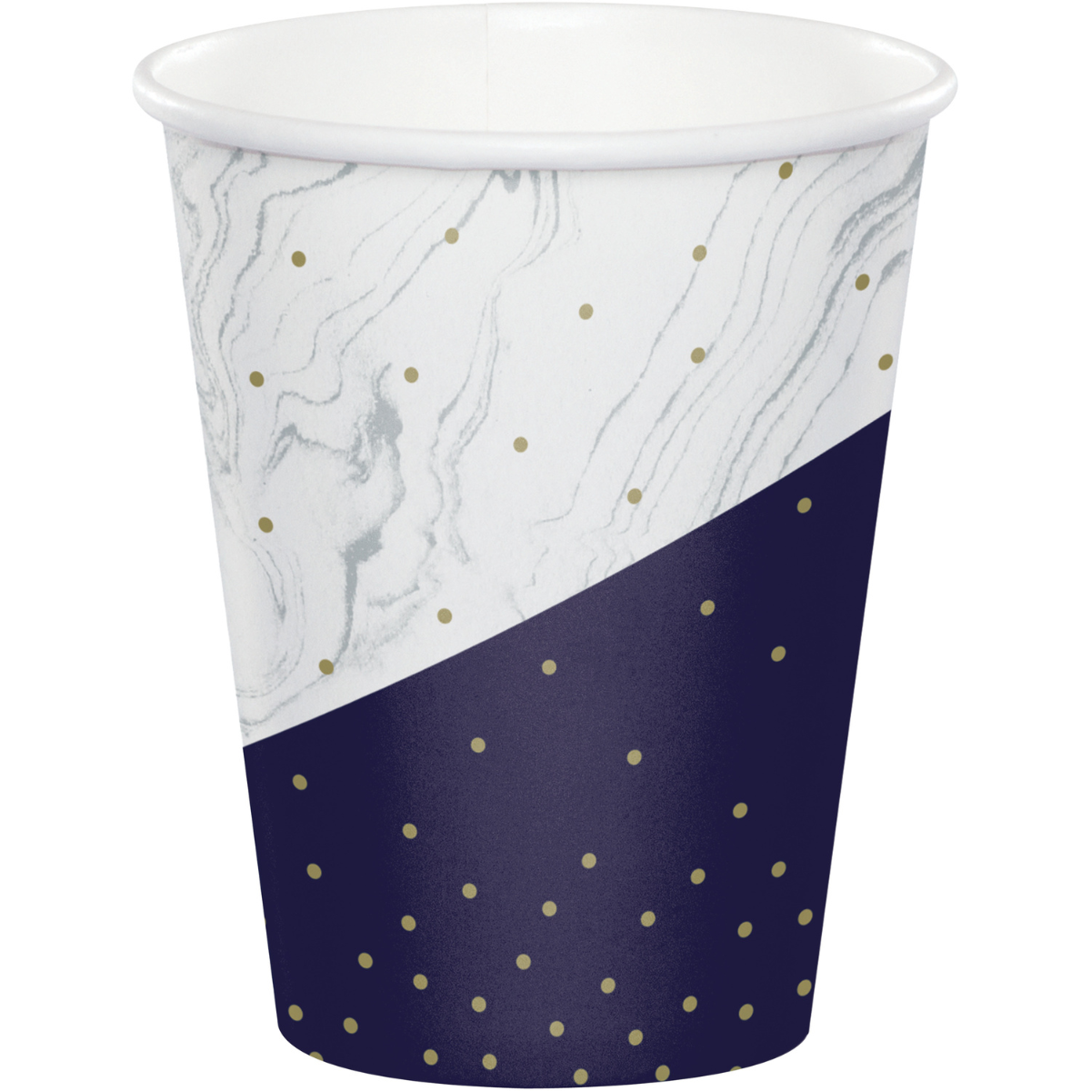 Vasos desechables Lujo y brillo/azul-dorado x 8 UND