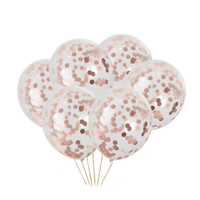 Pack Globos Transparente con Confeti Dorado x 6 UND
