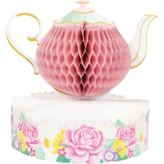 Centro de mesa Floral Tea Party para cumpleaños o celebraciones femeninas. Diseño elegante que combina con platos, vasos y servilletas