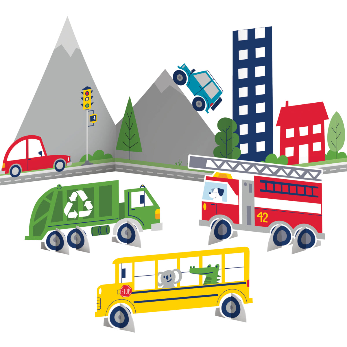 Detalle de figuras con pestañas para quedar de pie sobre la mesa