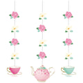 Decoración colgante Floral Tea Party con tazas y tetera para fiestas femeninas