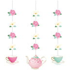 Decoración colgante Floral Tea Party con tazas y tetera para fiestas femeninas