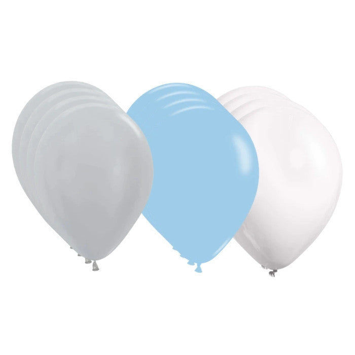 Globos Tonos Pastel Azul Plata x 12 UND