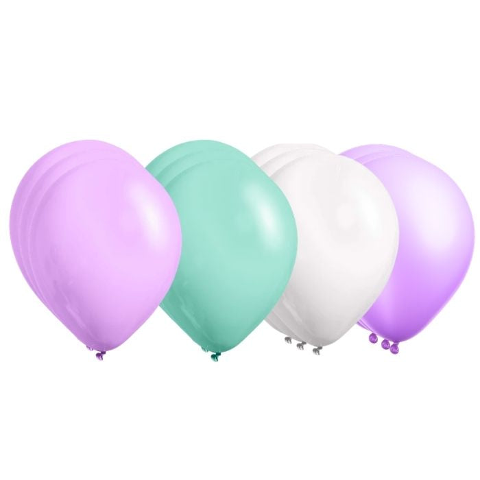 bombas pastel lila verde y blanco