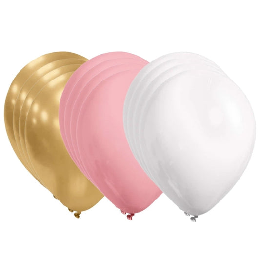 Globos Tonos Pastel Rosa Dorado x 12 UND