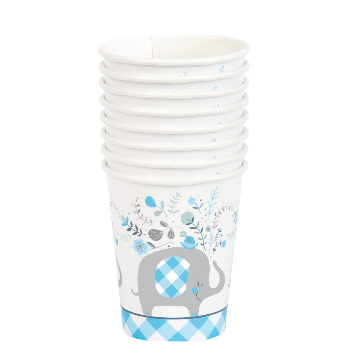 Vasos Baby Boy Elefante Cuadros 9oz x 8 UND