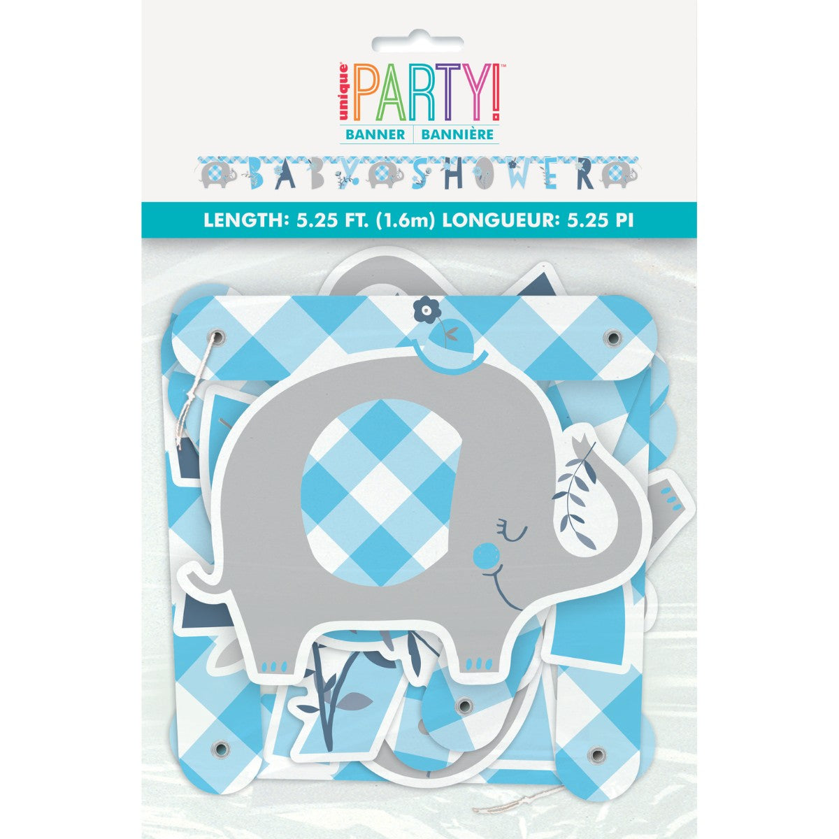 Banderín Baby Shower Baby Boy Elefante x 1 UND
