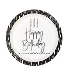 plato elegante cumpleaños adulto hombre negro dorado