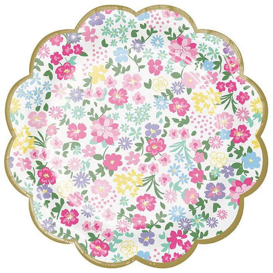 platos de fiesta floral tea party cumpleaños mujer