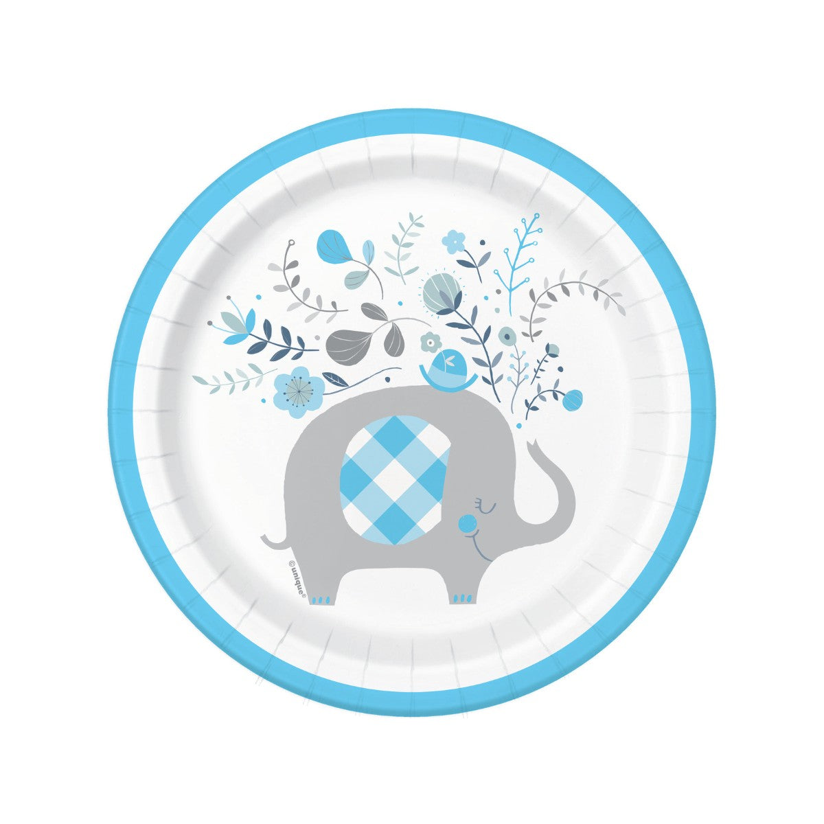 plato baby shower elefante niño ponque 