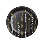 plato desechable elegante cumpleaños adulto hombre negro dorado