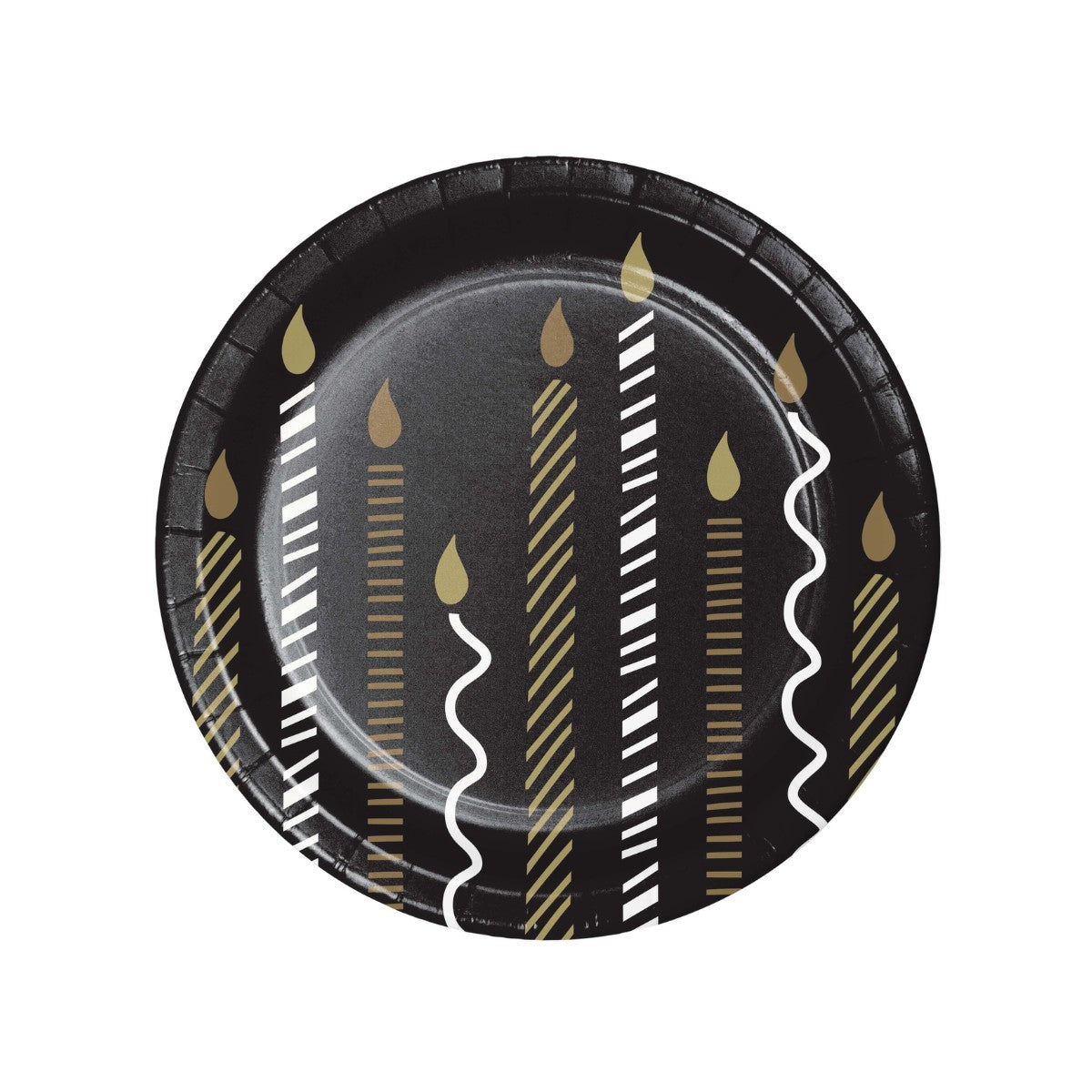 plato desechable elegante cumpleaños adulto hombre negro dorado
